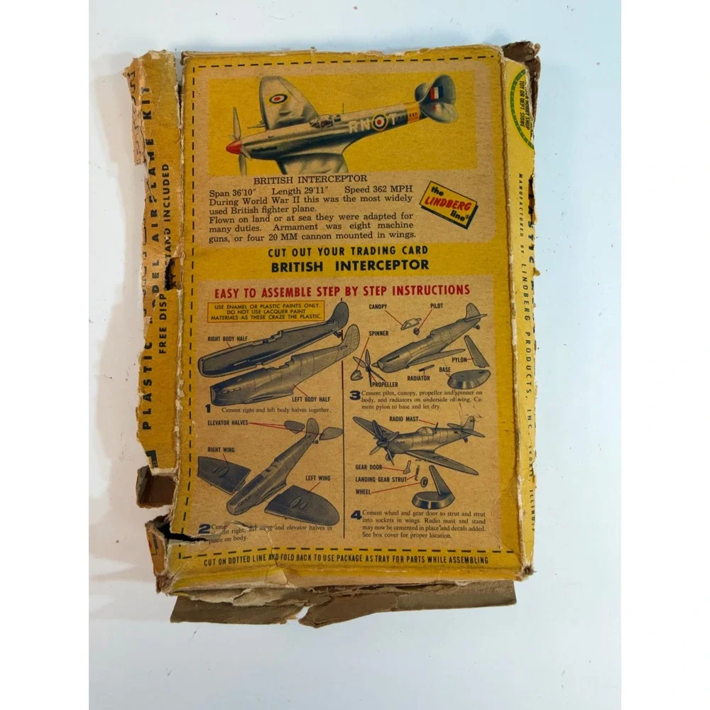 Vintage Lindberg Line British Interceptor Plastic Model Kit Paul Lindberg 414-29